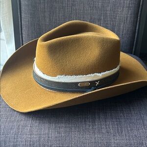 Cowboy Frye IRA Hat Featuring tan wool felt with triple layer band